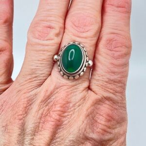 Emerald & Sterling Ring